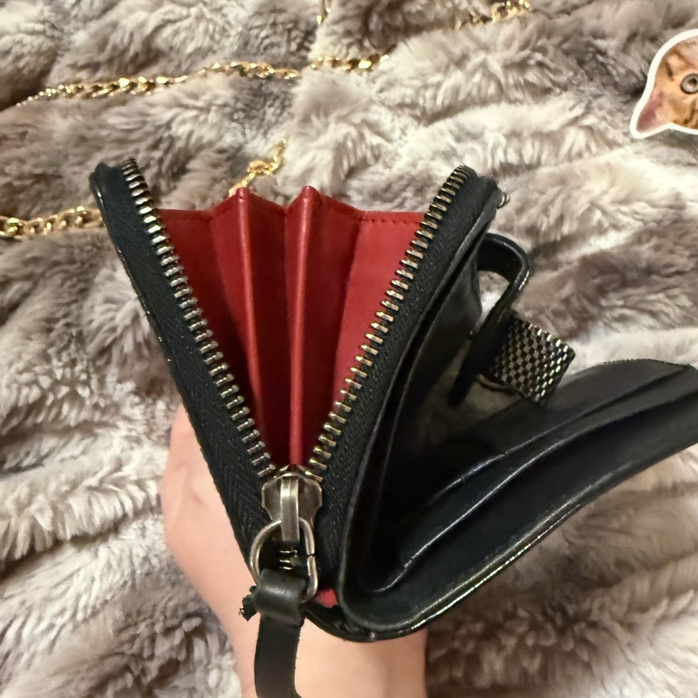 Christian Louboutin Black Leather Wallet with Gold Chain - Picture 6 of 10
